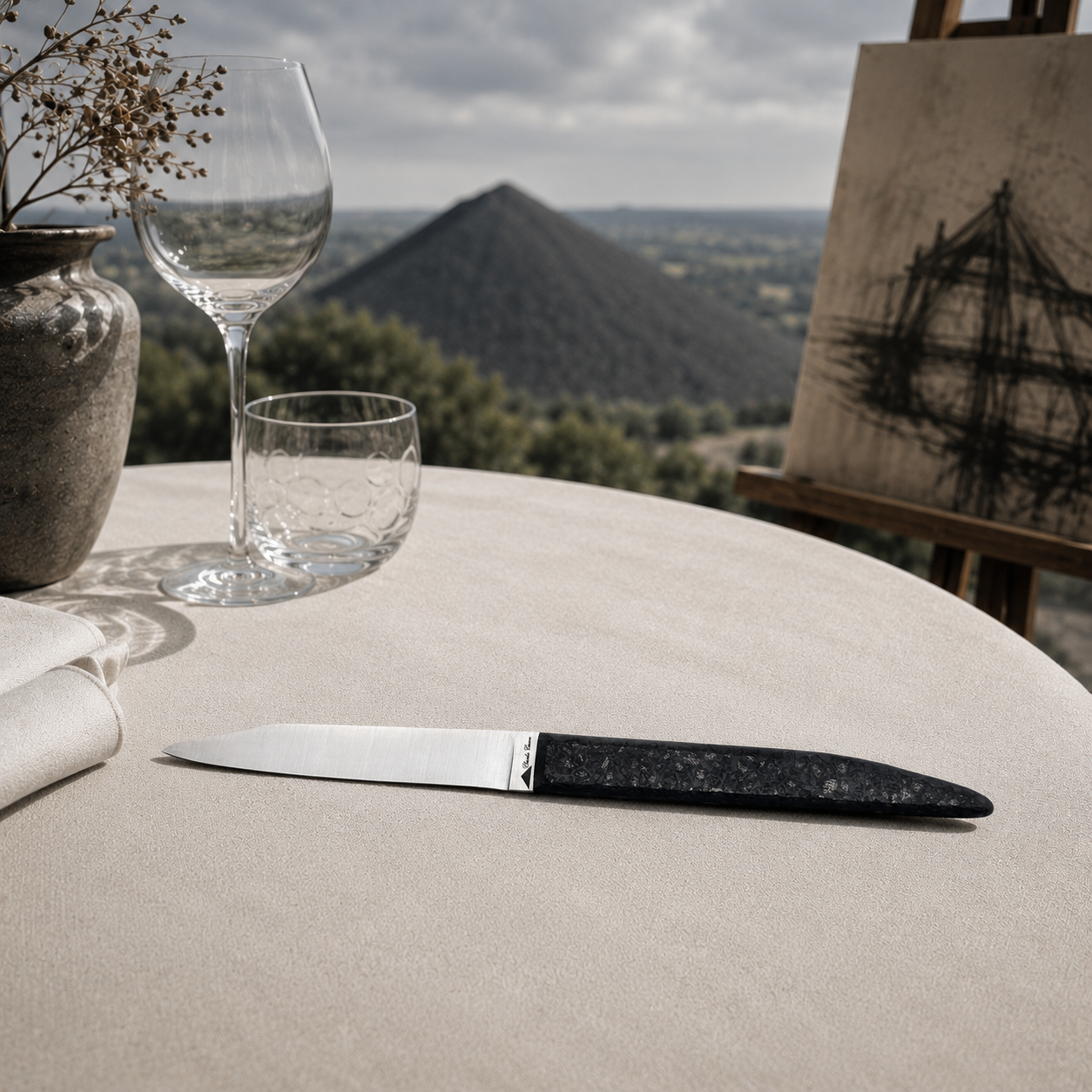 Raw charcoal table knives
