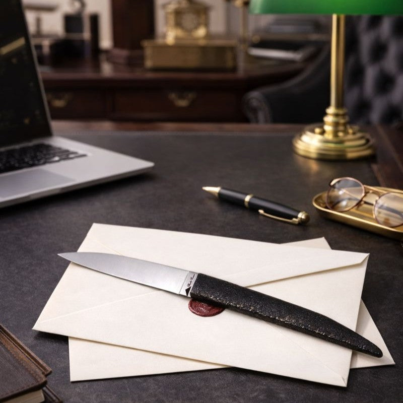 Coupe papier avec son manche en charbon brut