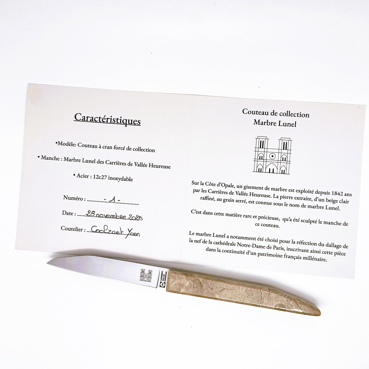 Schlackenmesser mit Holzkohlegriff (polierte Oberfläche)