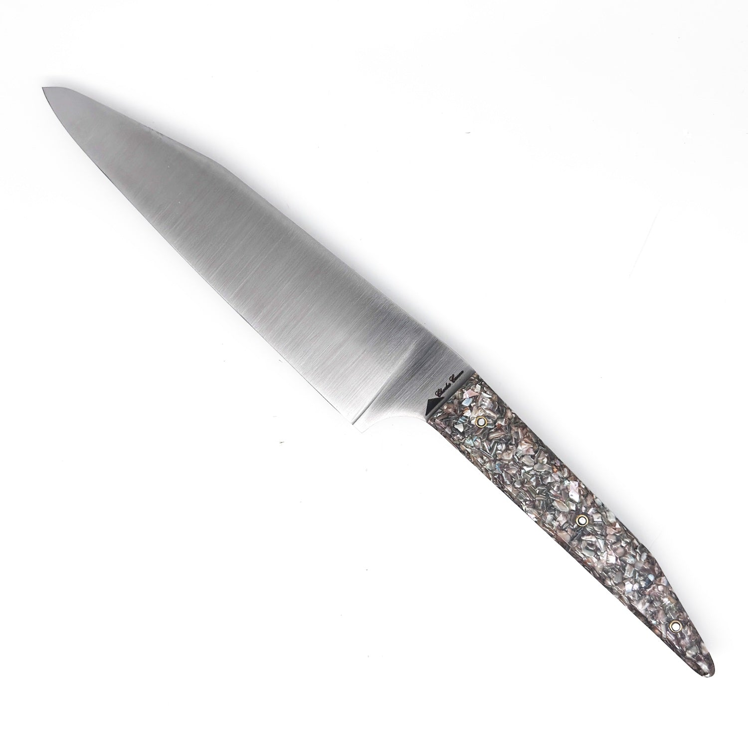 Couteau du chef manche en coquilles d'ormeaux