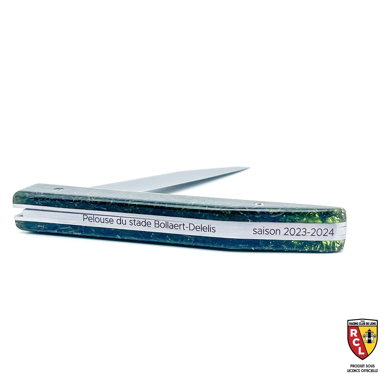 Couteau pliant RC LENS avec son manche en pelouse du stade Bollaert-Delelis 2024-2025  (SOUS LICENCE OFFICIELLE)