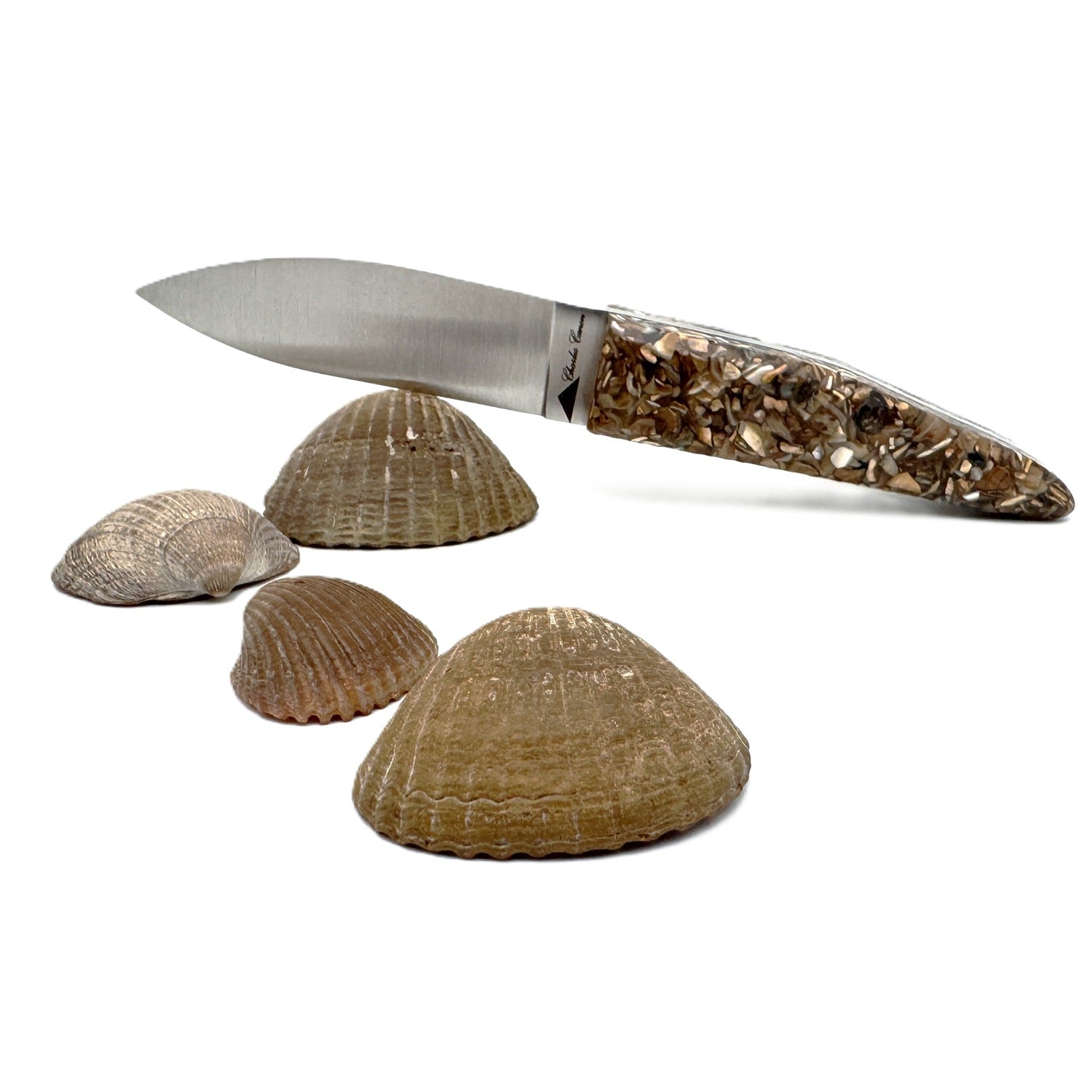Petit couteau à huître en coques brunes