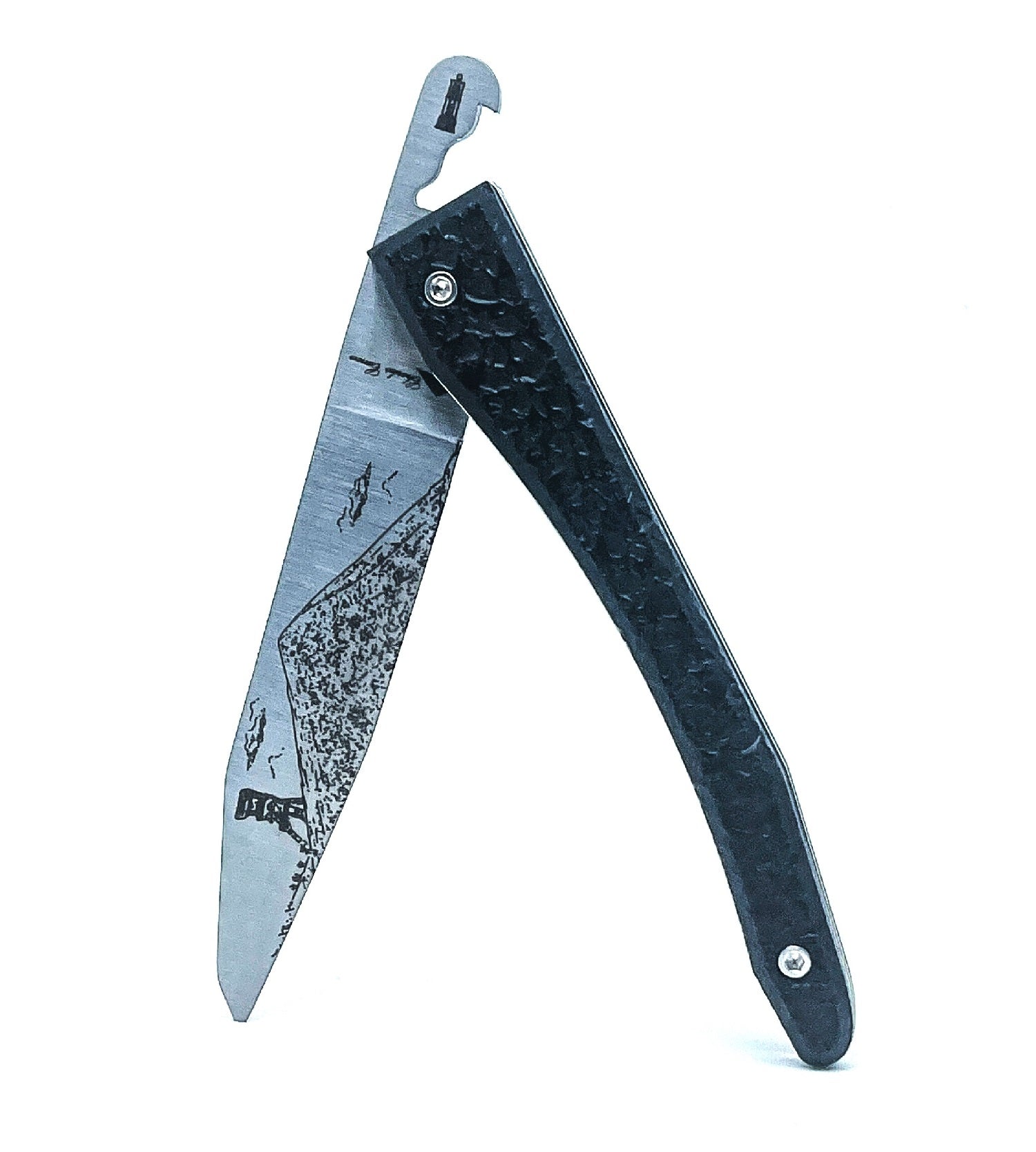 Piedmontese knife raw charcoal handle