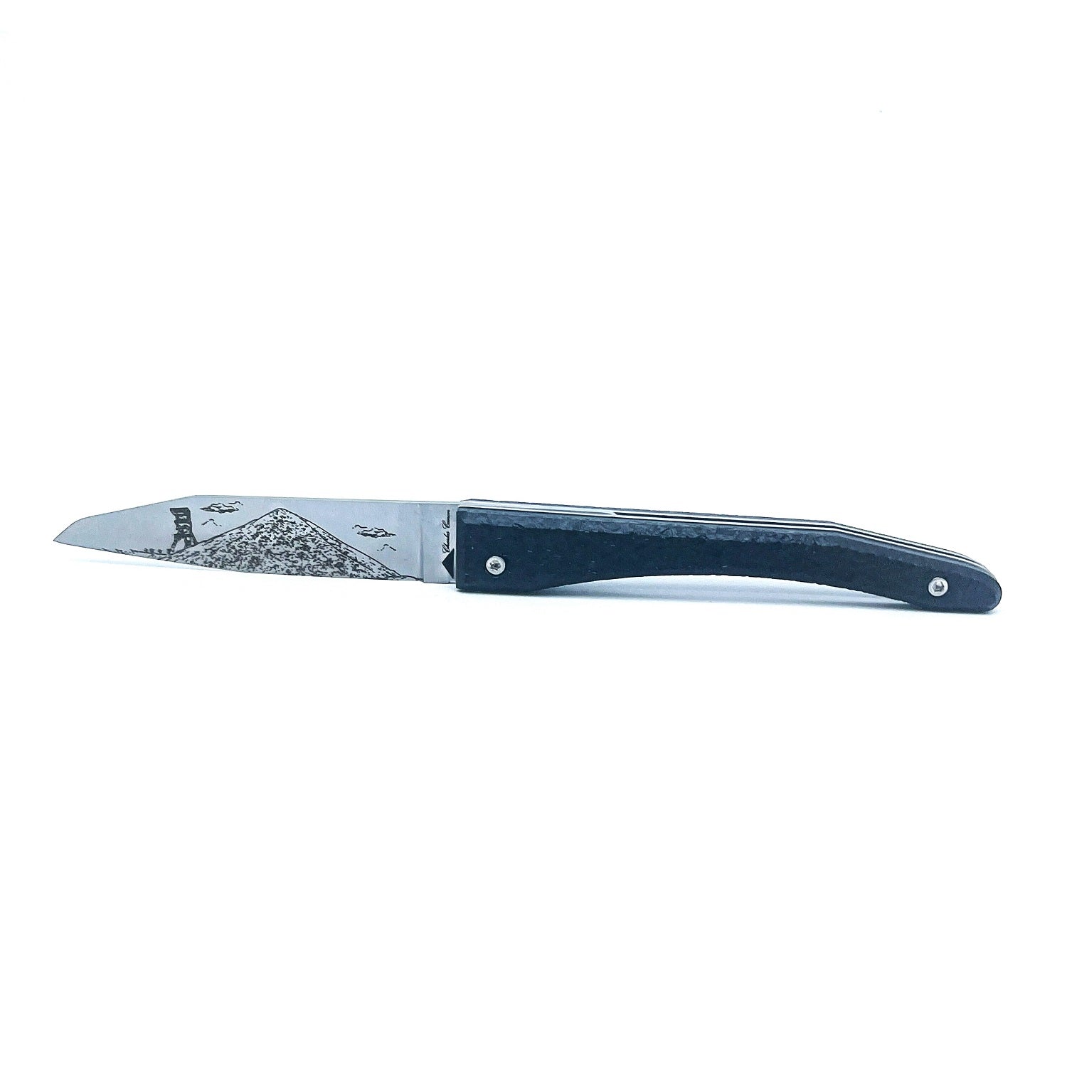 Piedmontese knife raw charcoal handle