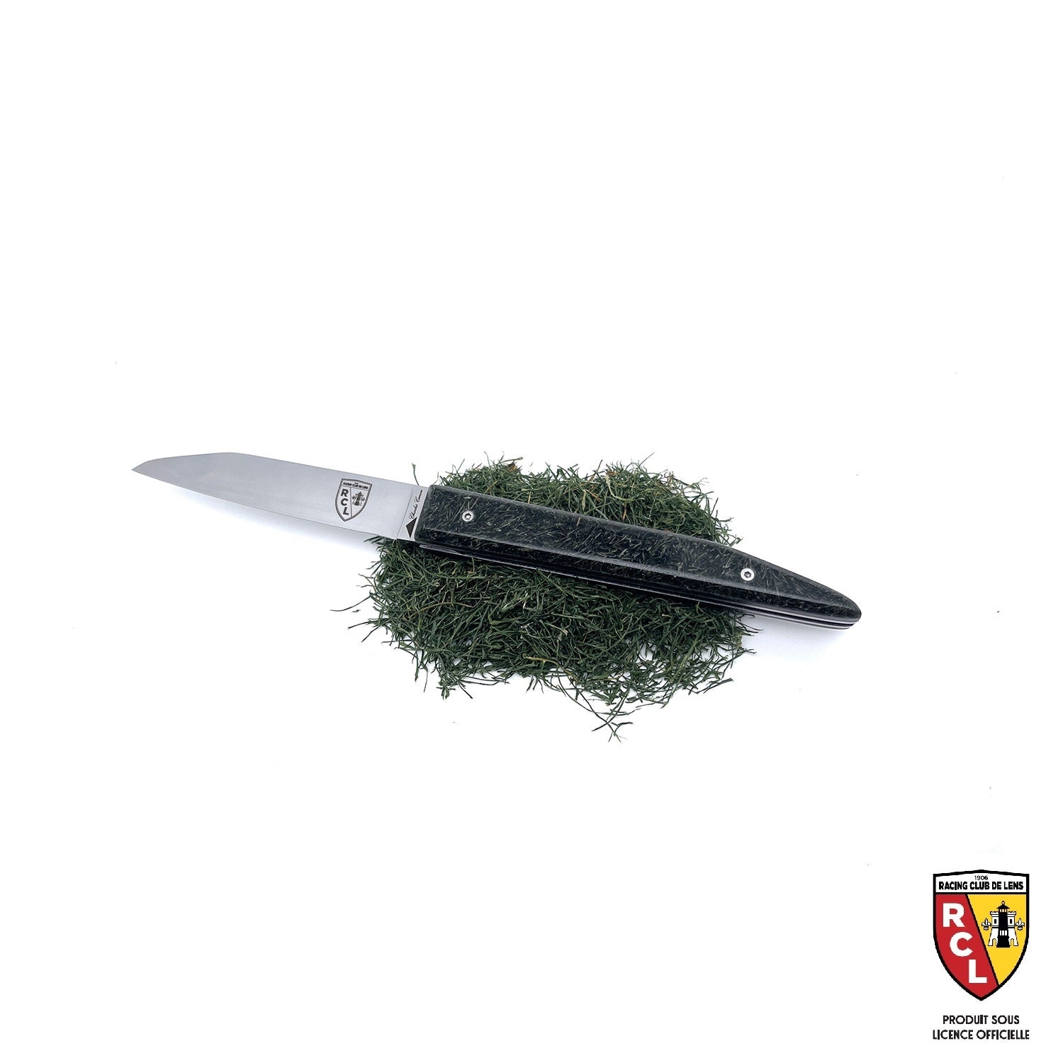 Couteau pliant RC LENS avec son manche en pelouse du stade Bollaert-Delelis 2023-2024  (SOUS LICENCE OFFICIELLE)