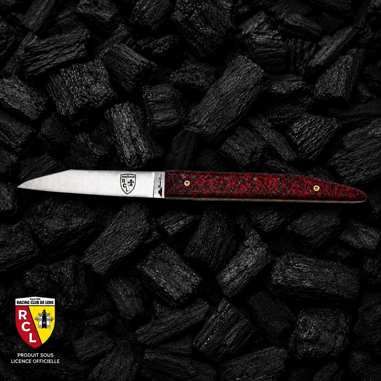 Couteau RC Lens - charbon rouge SANG & OR Saison 2025/2026 avec son palmarès