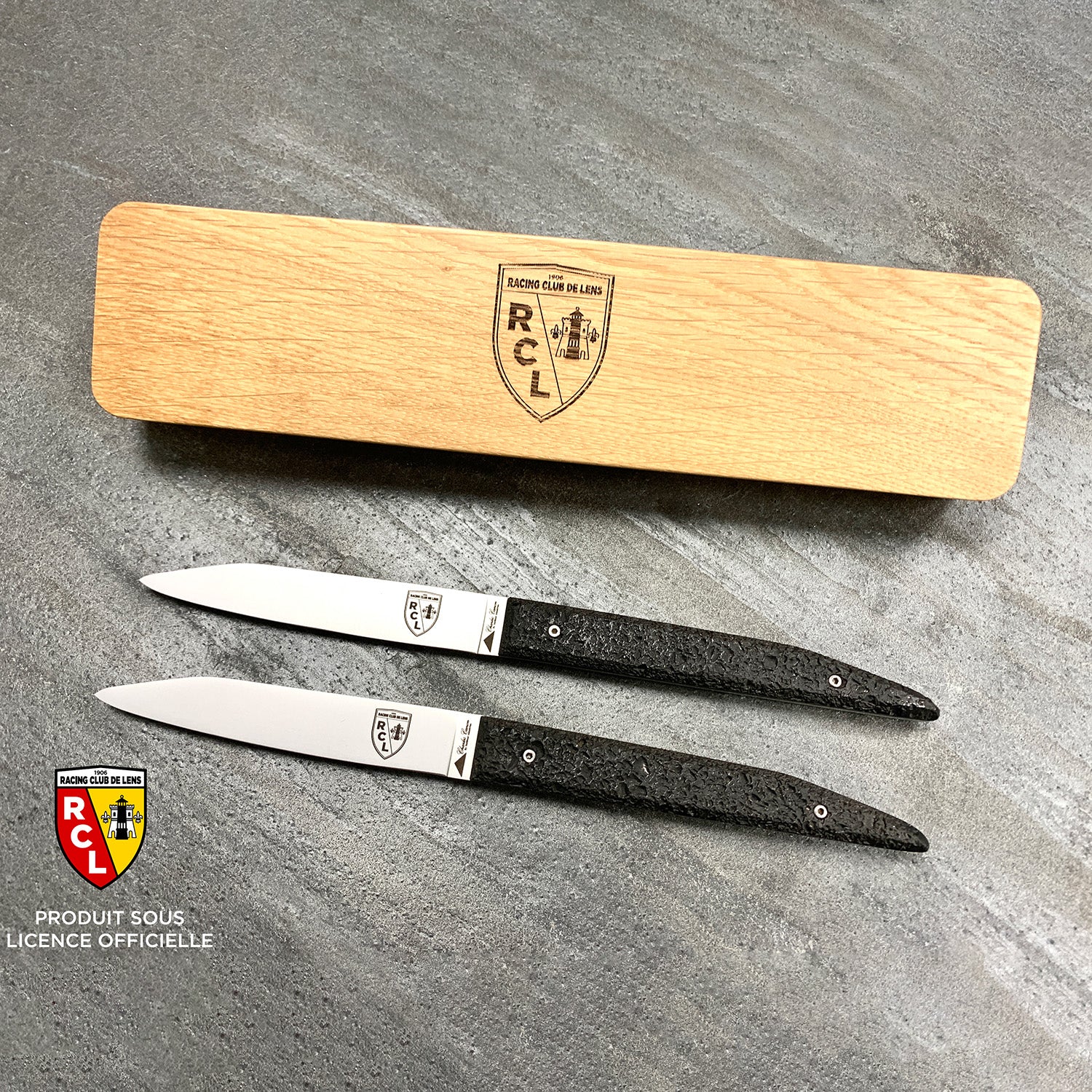 Coffret duo avec 2 couteaux de table BLACK édition RC LENS (SOUS LICENCE OFFICIELLE)