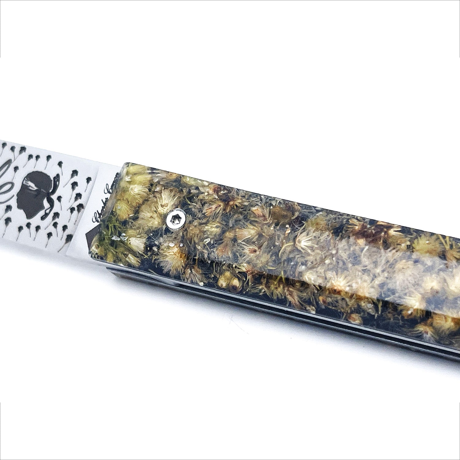 Corsican immortelle flower handle knife