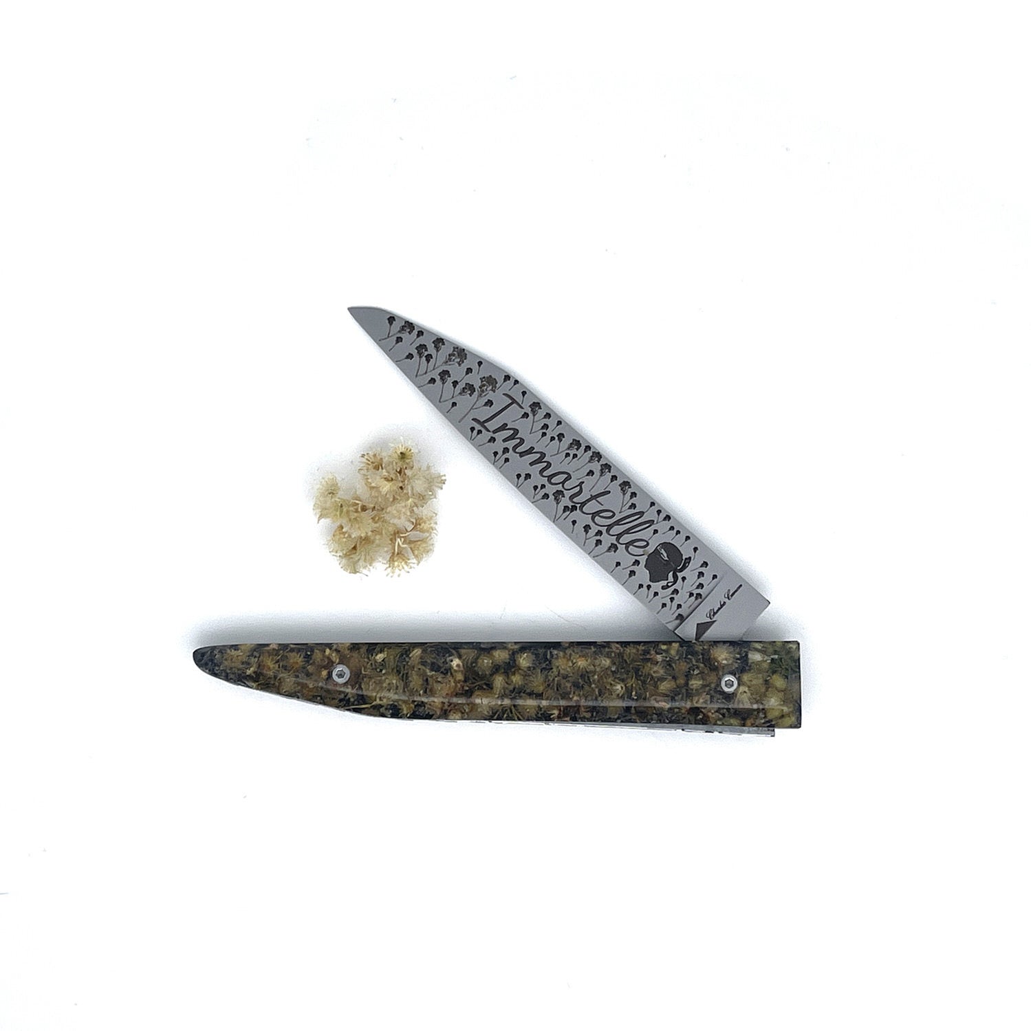 Corsican immortelle flower handle knife