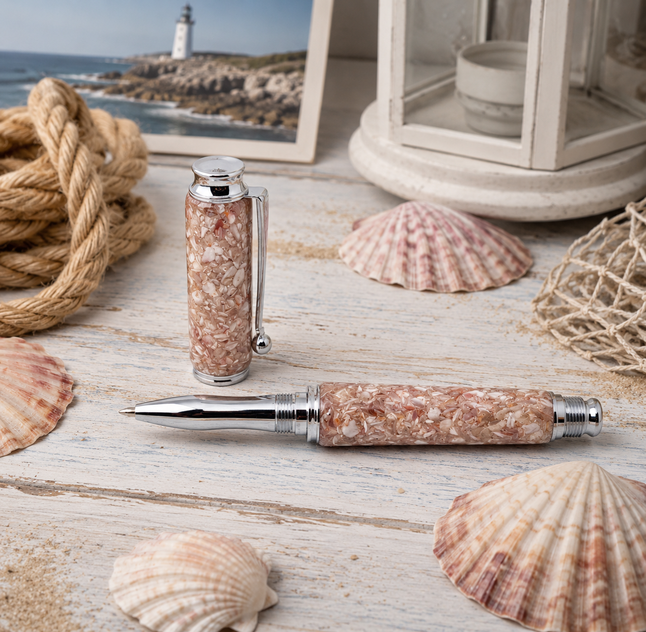 Stylo roller en coquille saint-Jacques