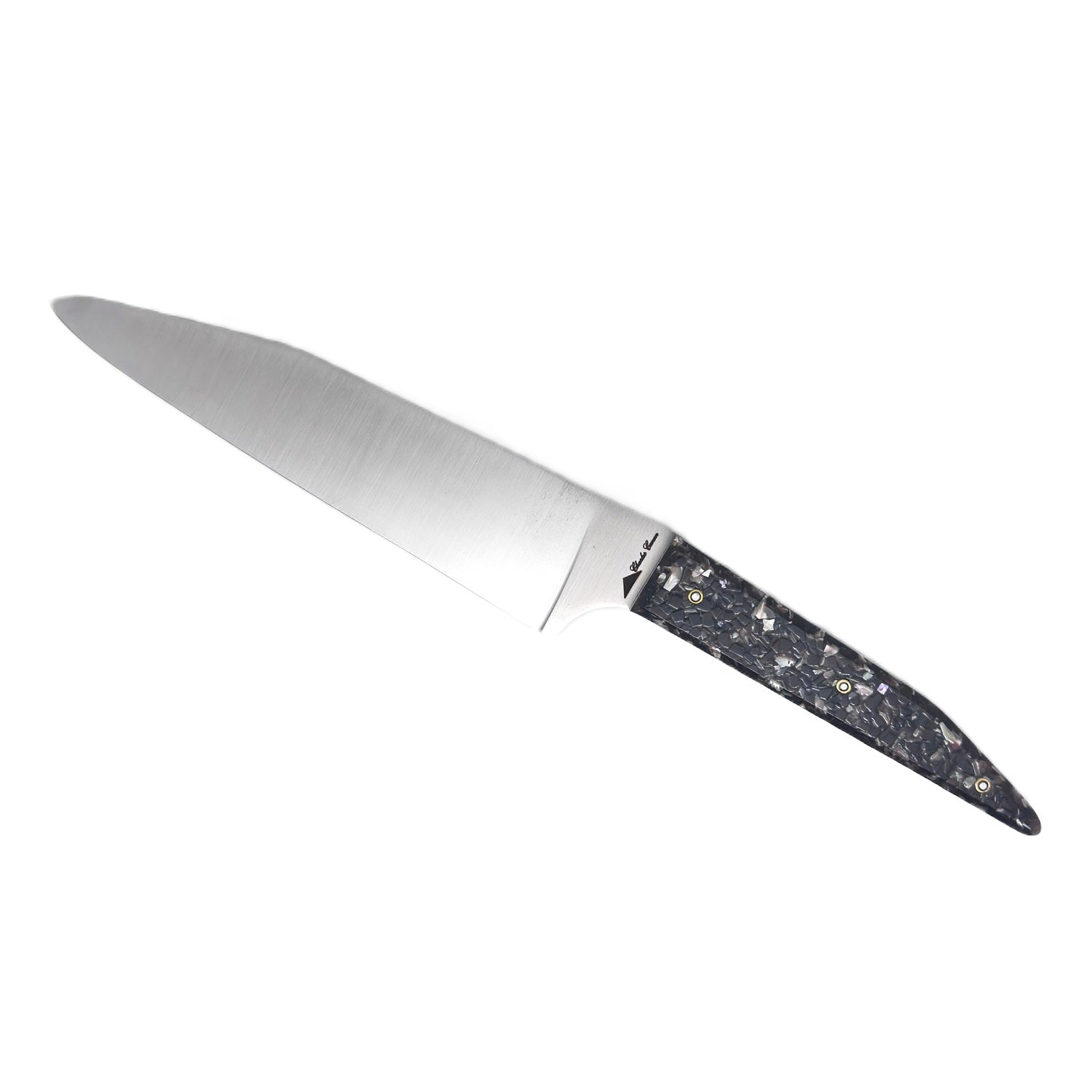 Couteau du chef manche en coquilles de moules perlières et d'ormeaux