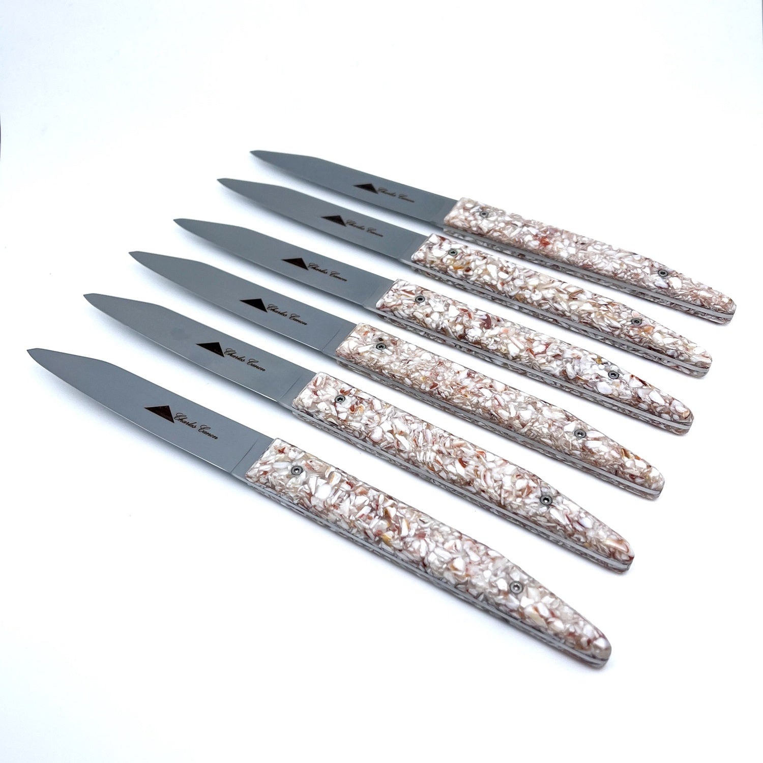 6 couteaux de table avec un manche en coquilles Saint Jacques