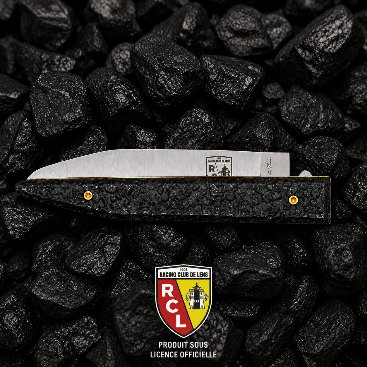 RC LENS Klappmesser mit Grasgriff aus dem Bollaert-Delelis-Stadion 2023-2024 (UNTER OFFIZIELLER LIZENZ)