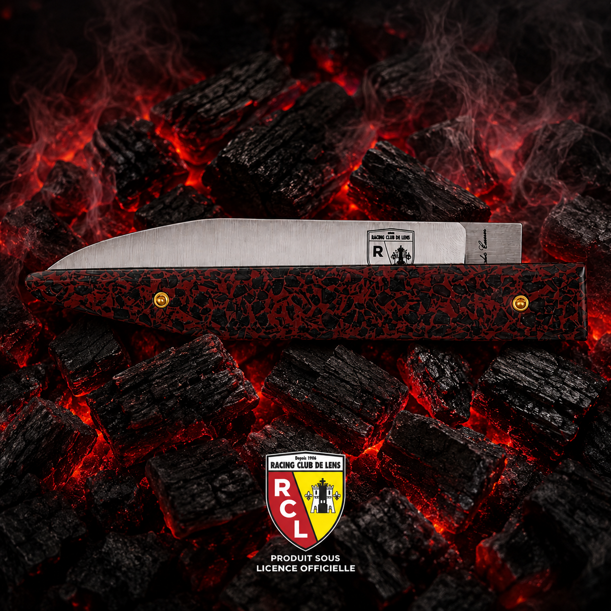 Couteau RC Lens - charbon rouge SANG & OR Saison 2025/2026 avec son palmarès