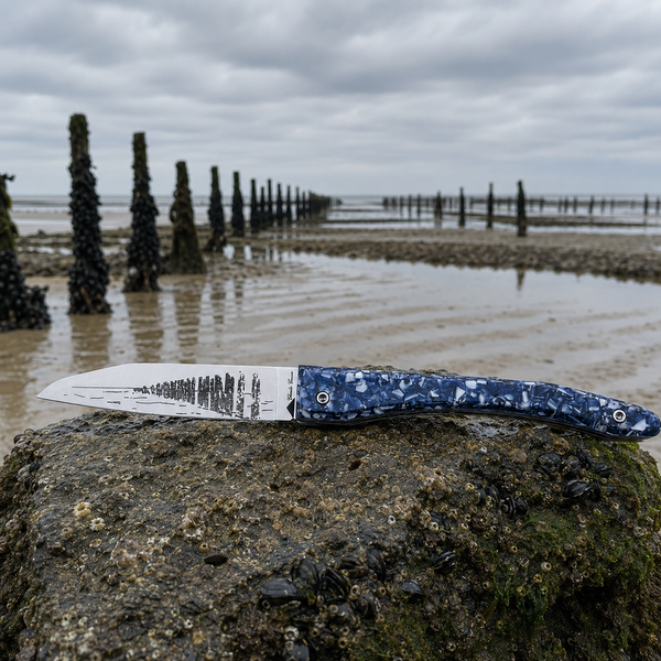 Couteau piémontais manche en coquilles de moules
