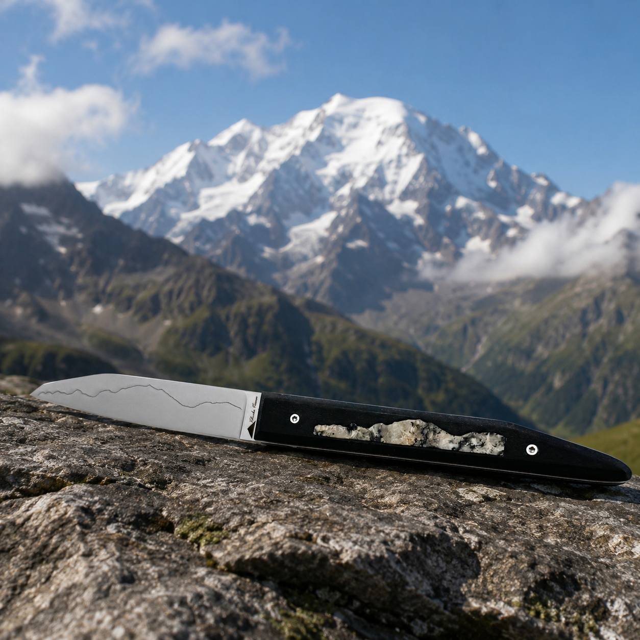 Messer mit Mont-Blanc-Granitgriff 