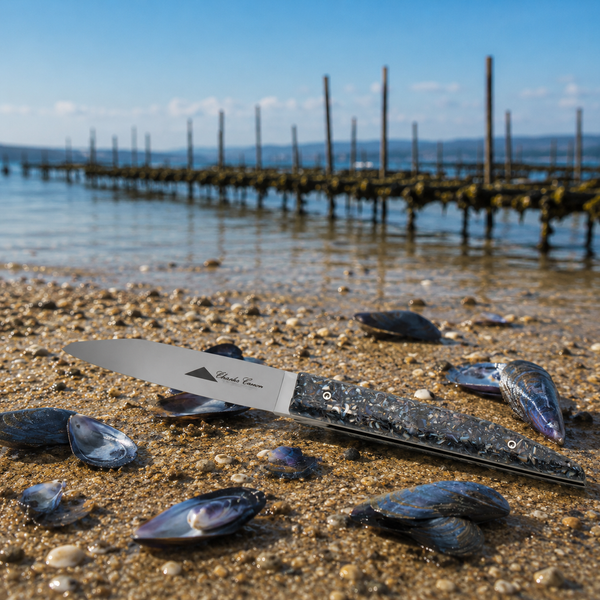 Couteau manche en coquilles de moules recyclées