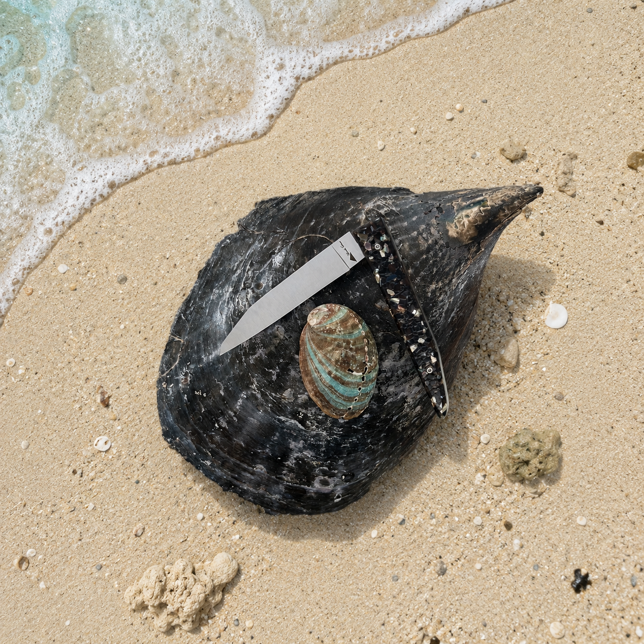 Messergriff aus recycelten Muschelschalen