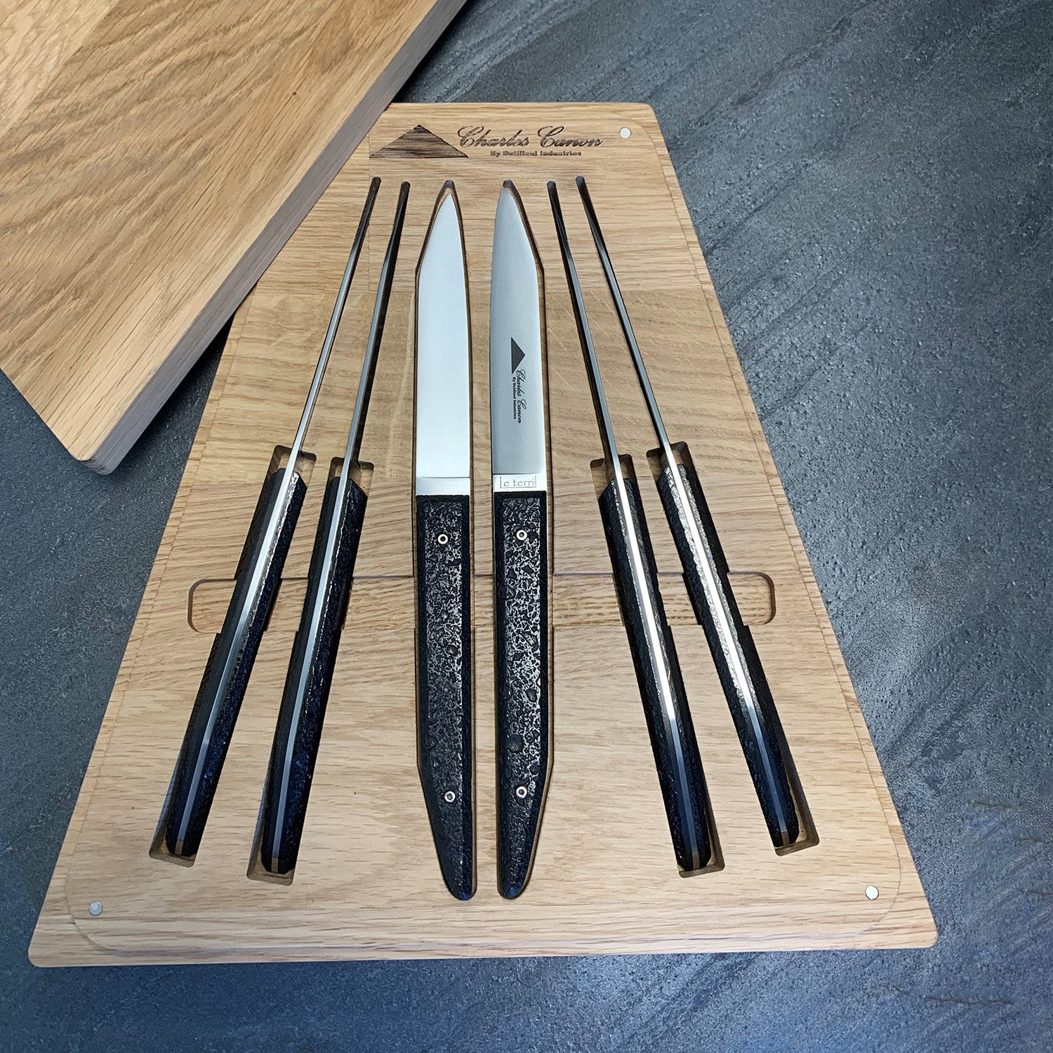 6 raw charcoal table knives