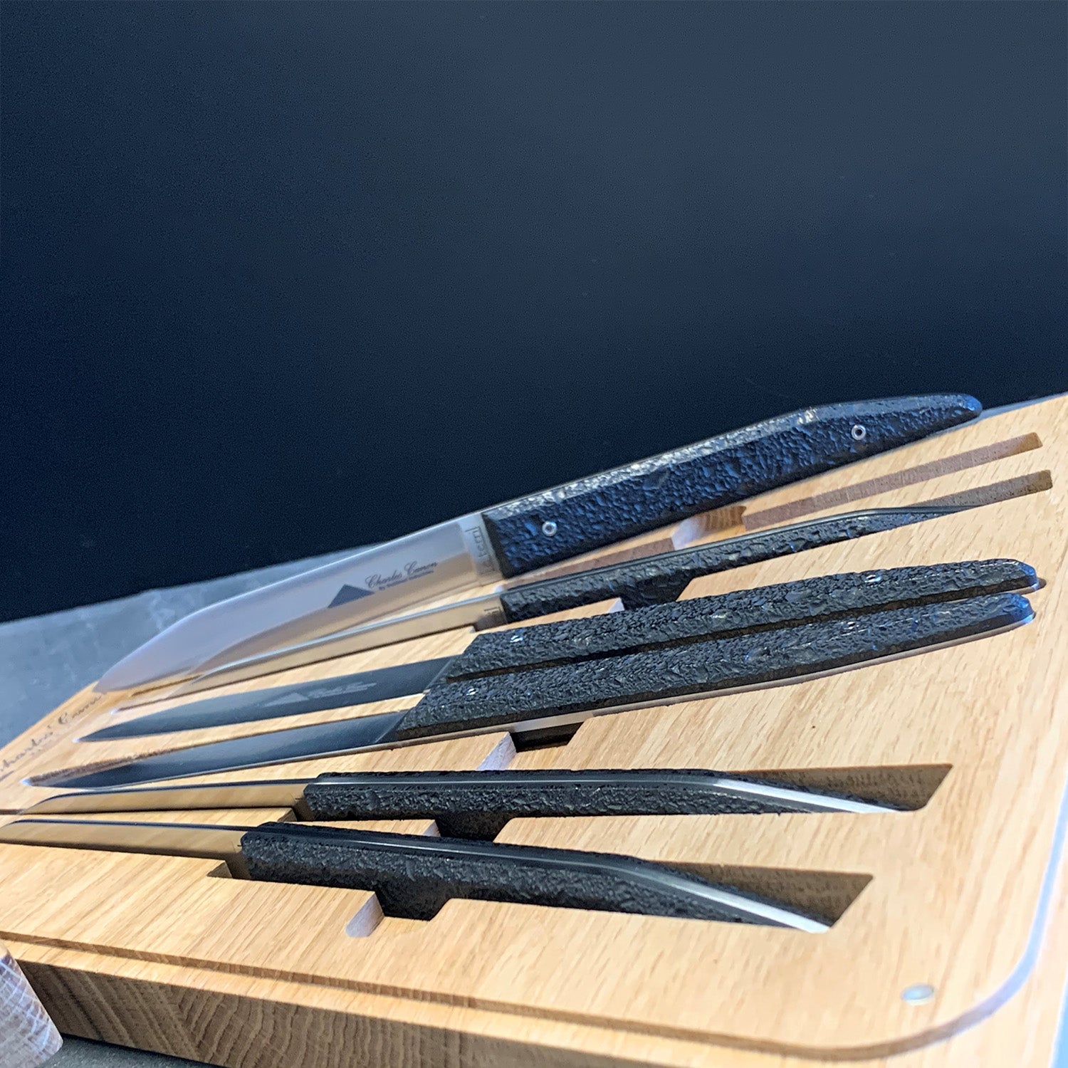 6 raw charcoal table knives