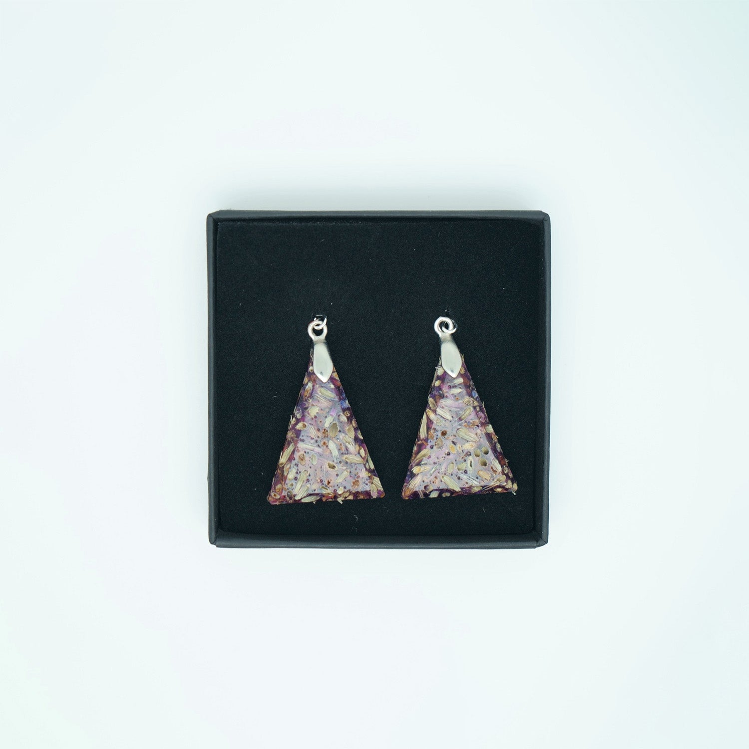 Lavender triangle earrings