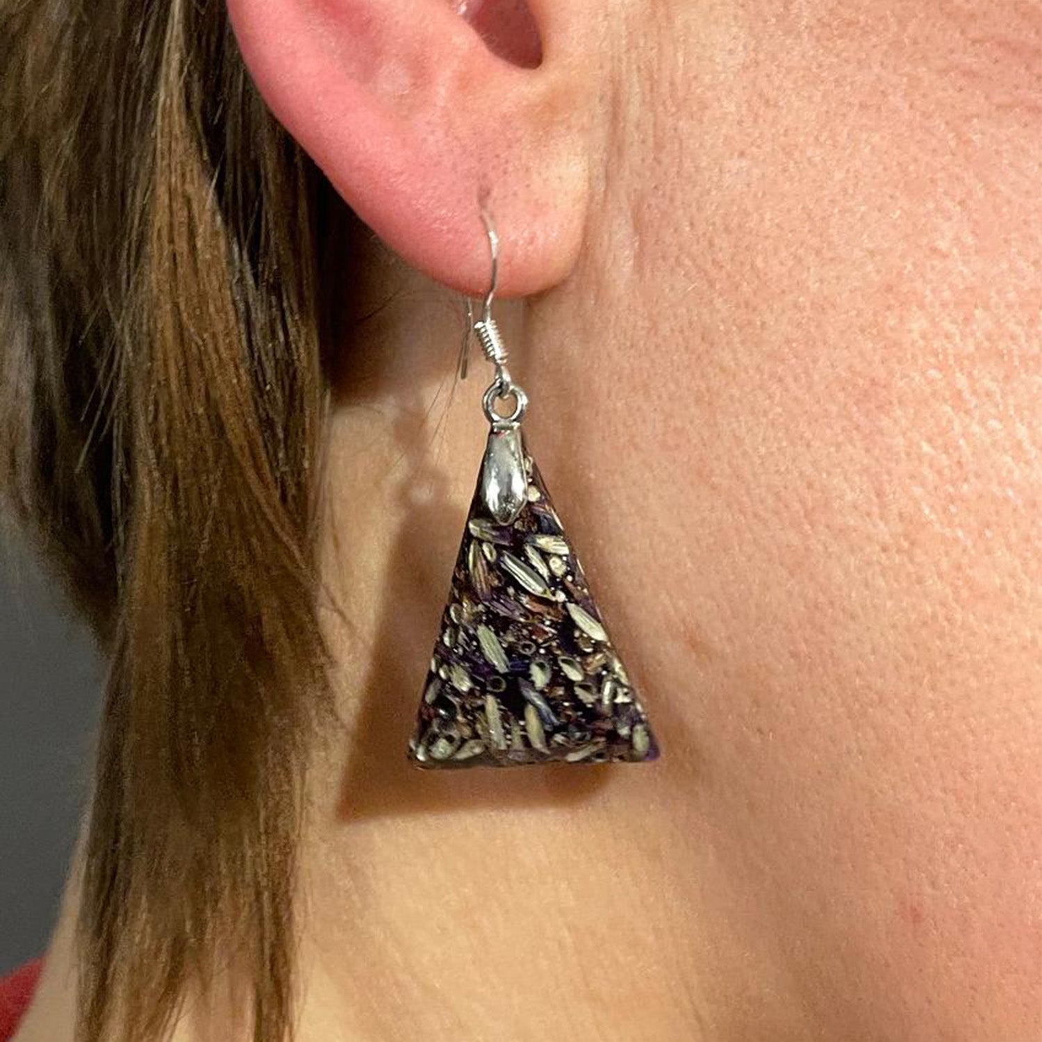 Lavender triangle earrings