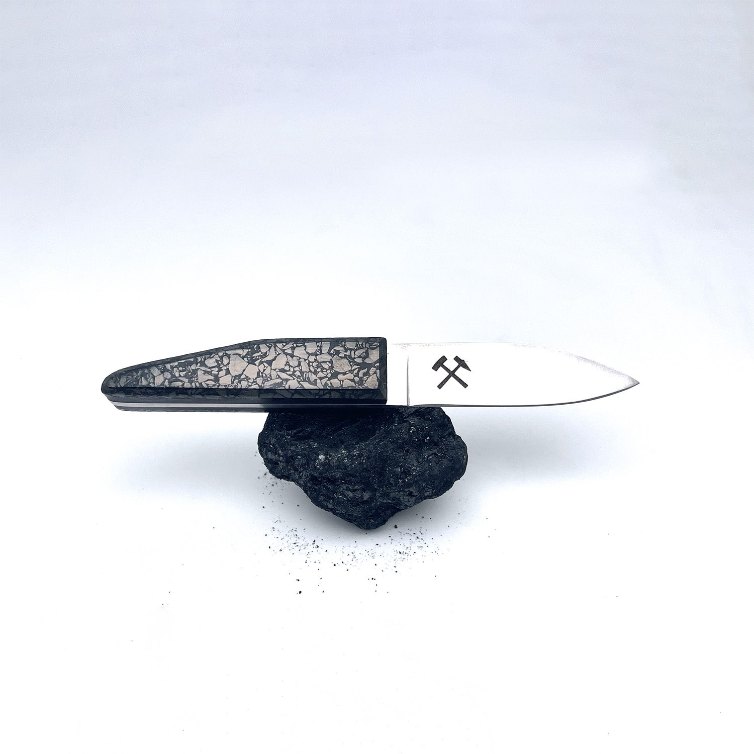 Small oyster knife with a polished charcoal handle
