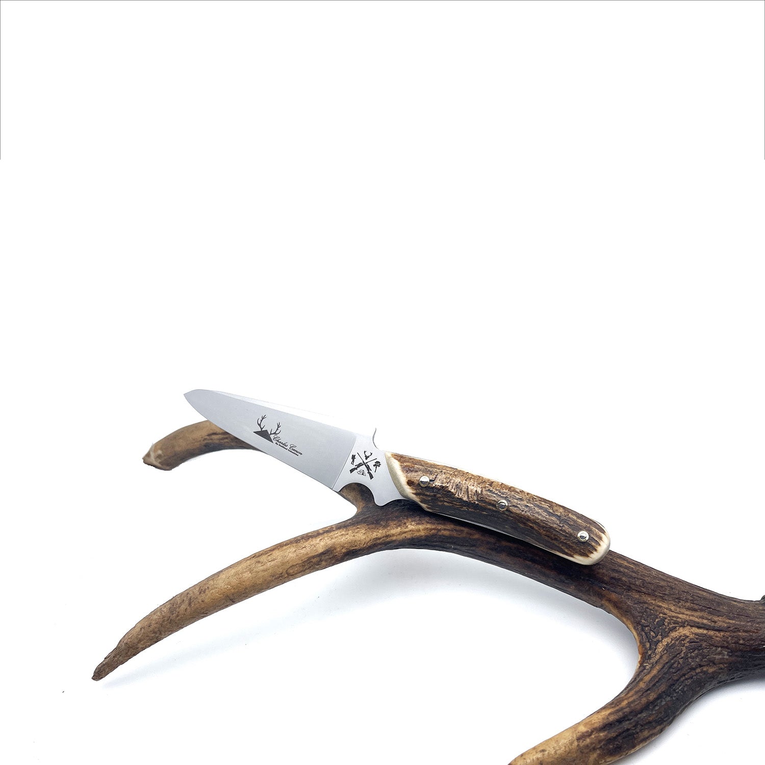 Hunting knife with its deer antler handle