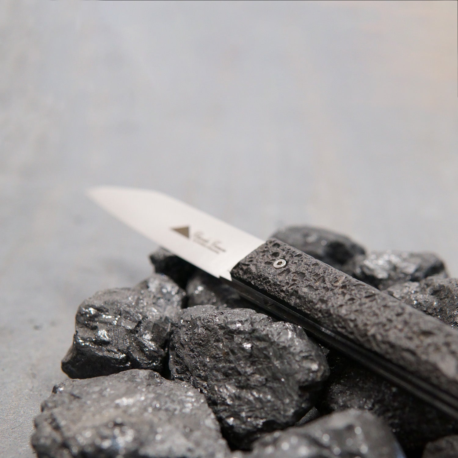 Petit couteau à huître avec un manche en charbon poli