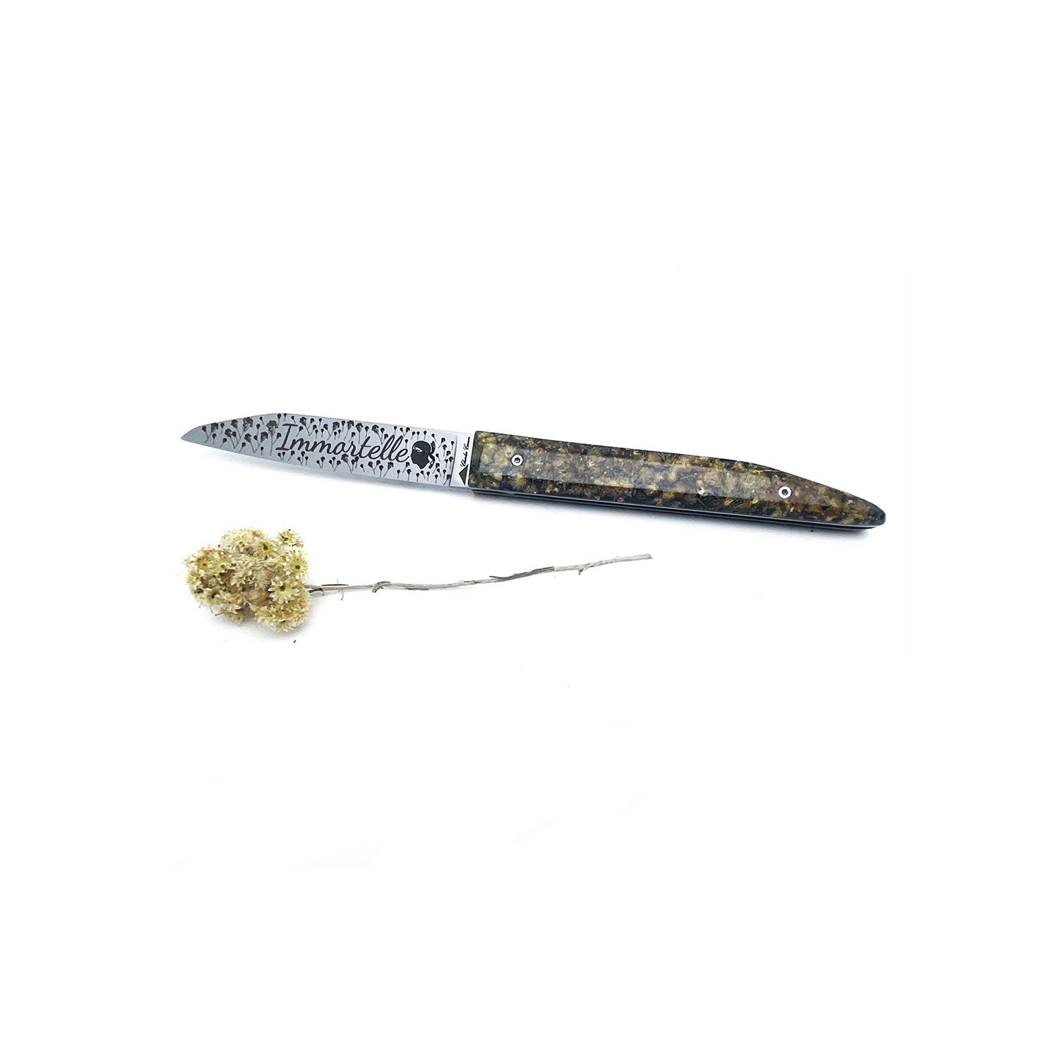 Corsican immortelle flower handle knife
